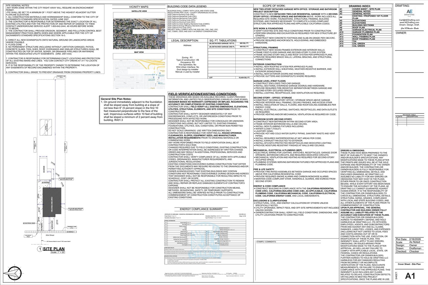 New 2-Story Garage plan sheet