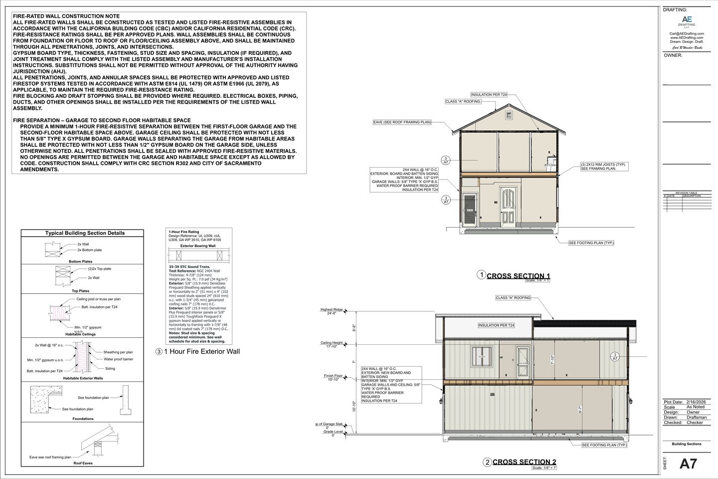 New 2-Story Garage plan sheet
