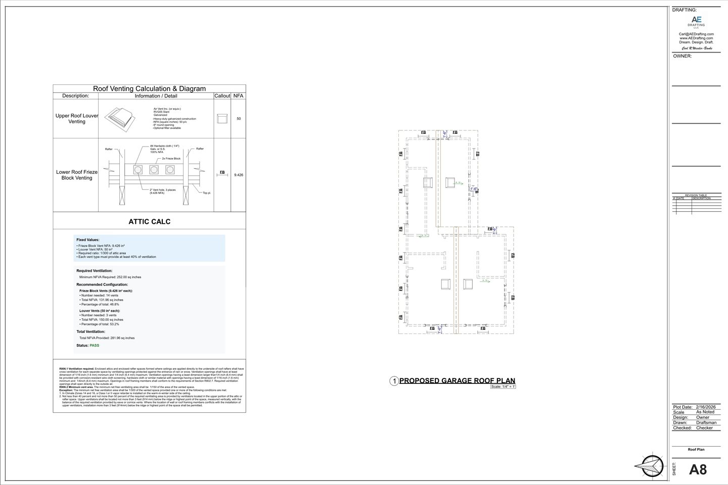 New 2-Story Garage plan sheet