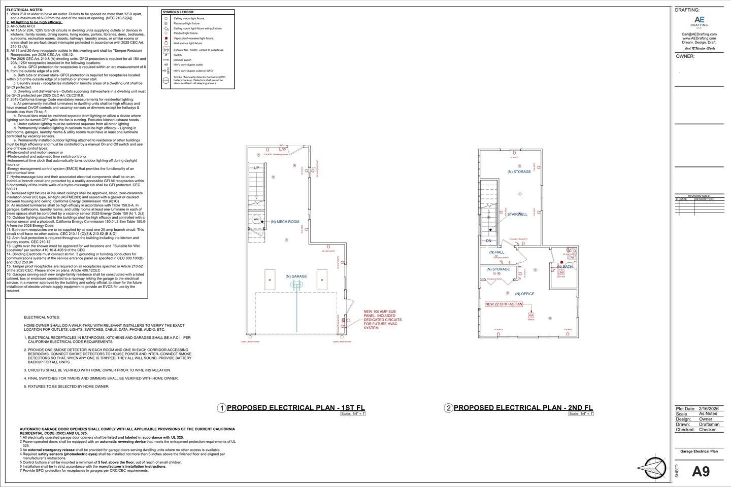 New 2-Story Garage plan sheet