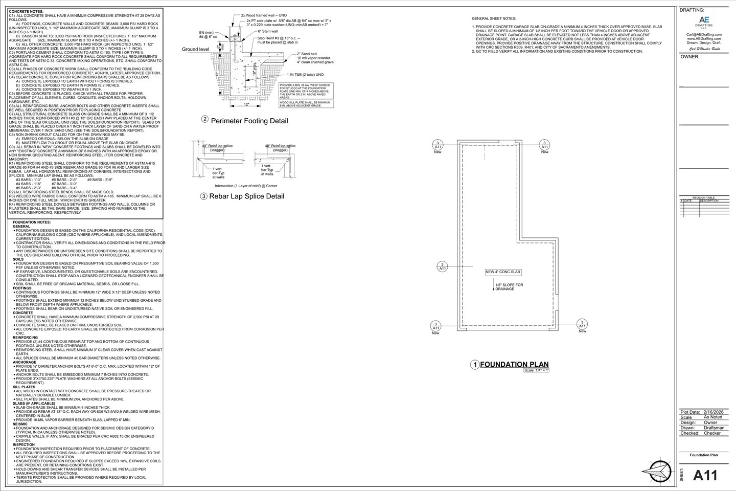 New 2-Story Garage plan sheet