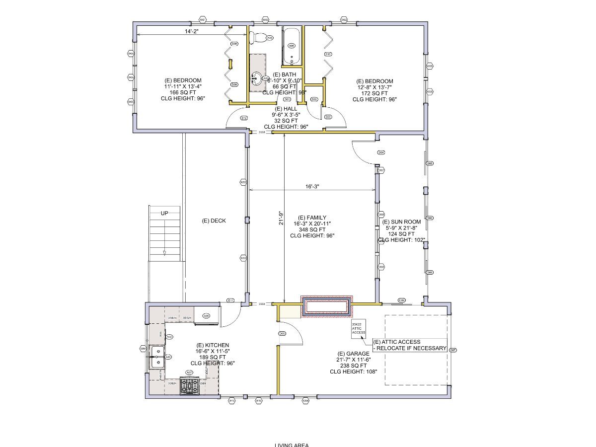 Existing floor plan including garage, Napa