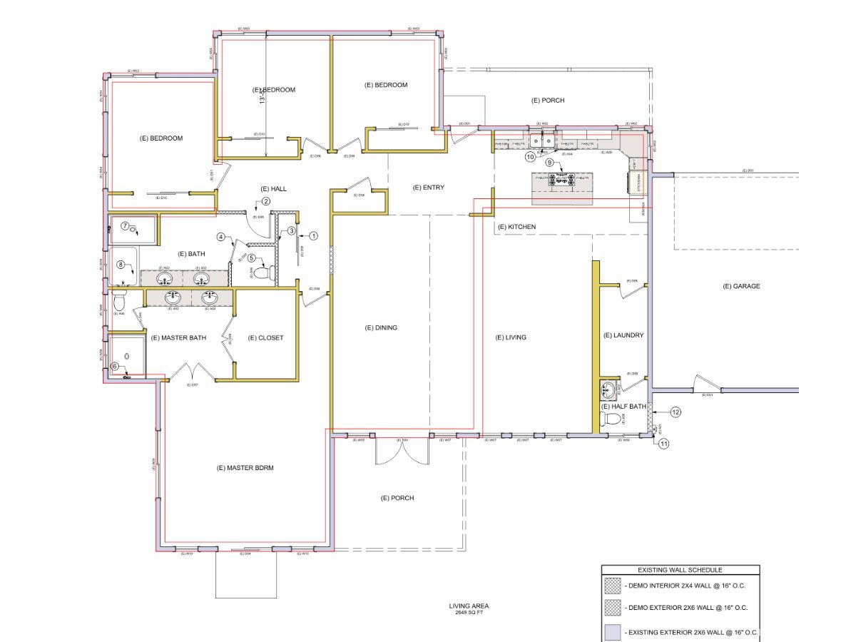Existing floor plan of a single-family home, Sacramento